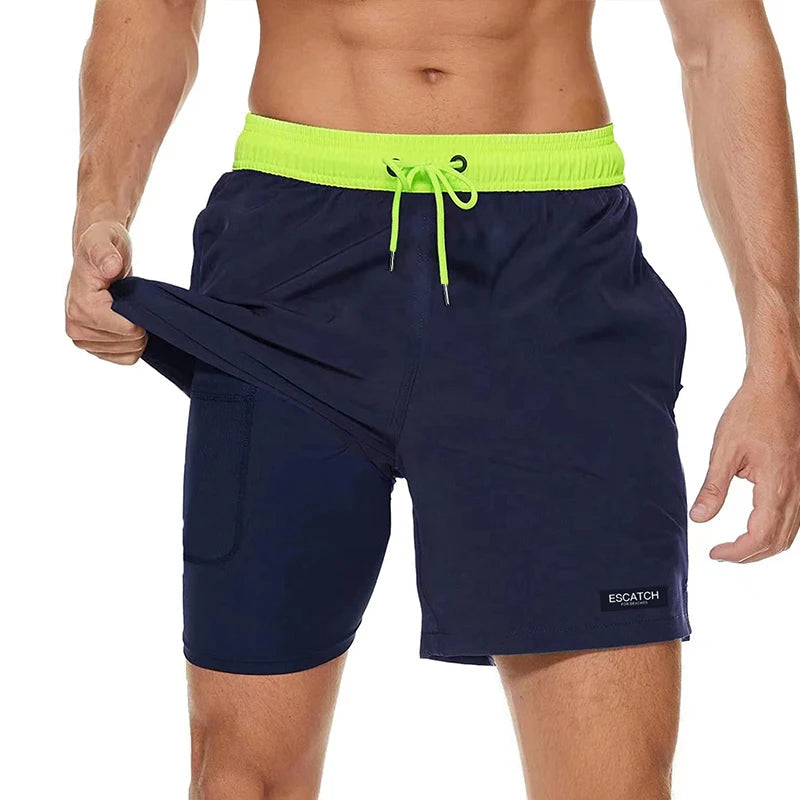 Sportliche Herren Badehosen mit Schnell Trocknendem Stoff und Reißverschluss, Größen M-3XL-4