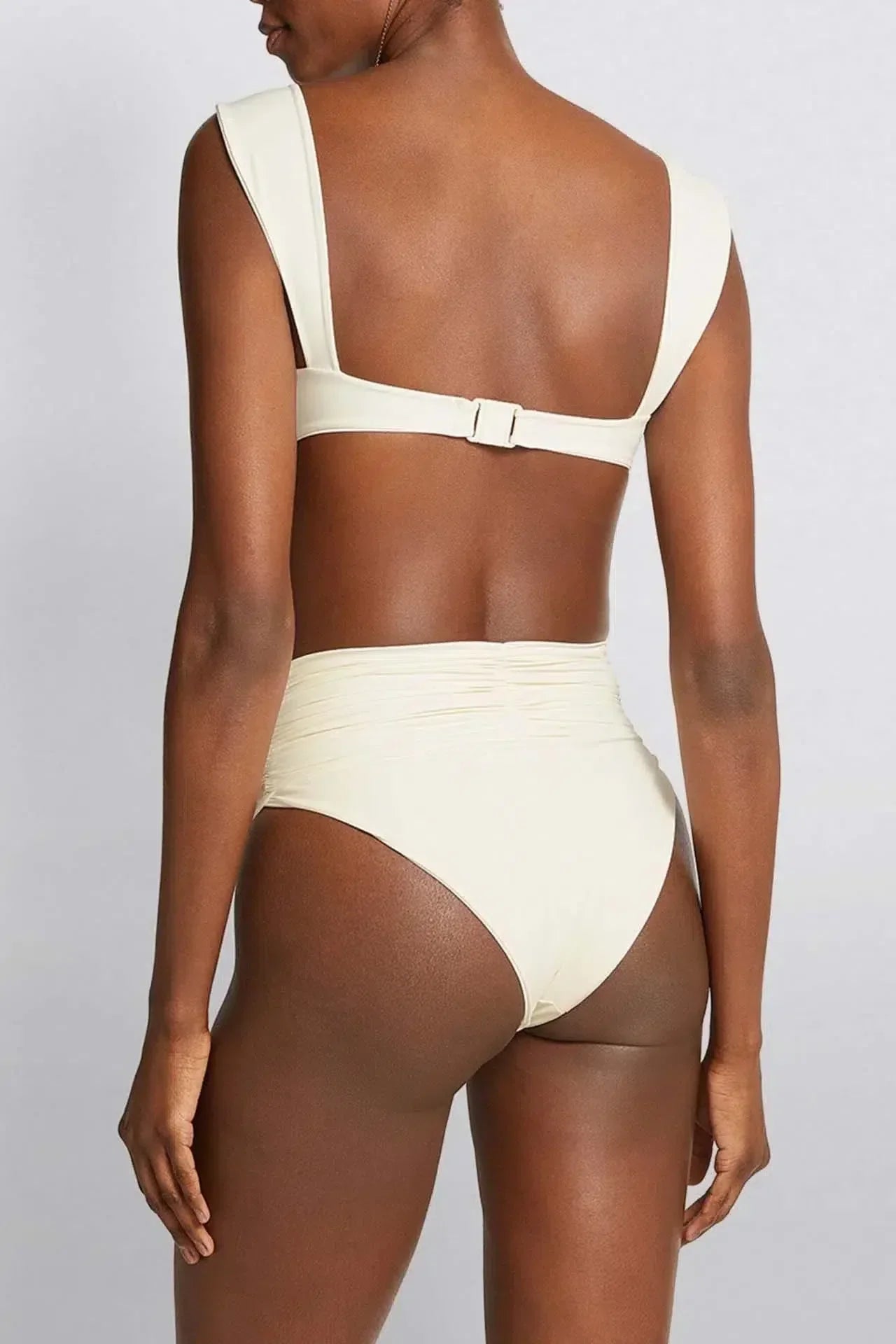 Bikini-Set Mit Blumiger Verzierung, Hoher Taille Und Raffung Für Frauen