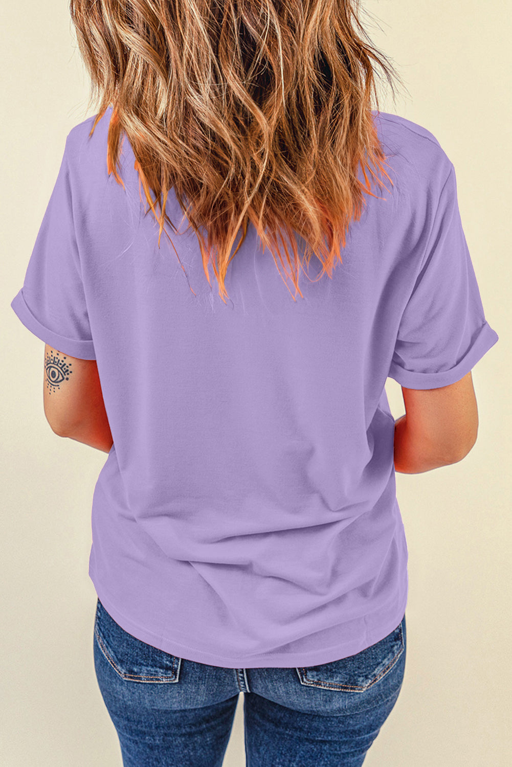 Weißes T-Shirt mit Pailletten-Mardi-Gras-Grafik, Kurzarm Damenmode