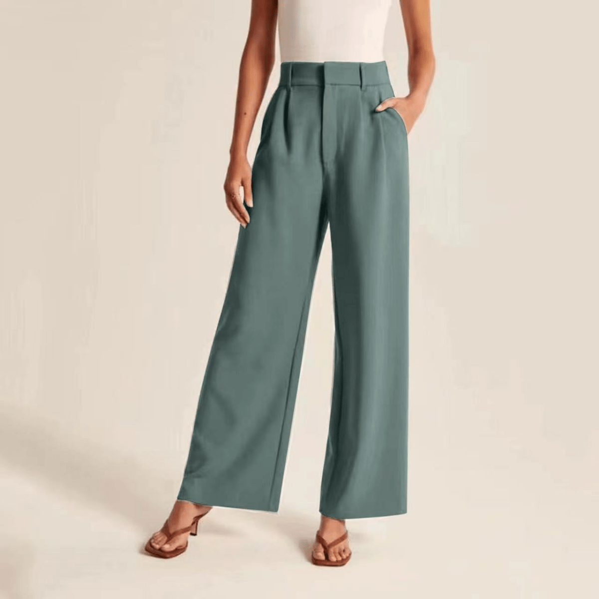 Variant image for Hoch Taillierte Weitbeinhosen Für Frauen Aus Polyester, Schmeichelhafte Passform, Vielseitig Für Geschäftliche Und Formelle Anlässe-9