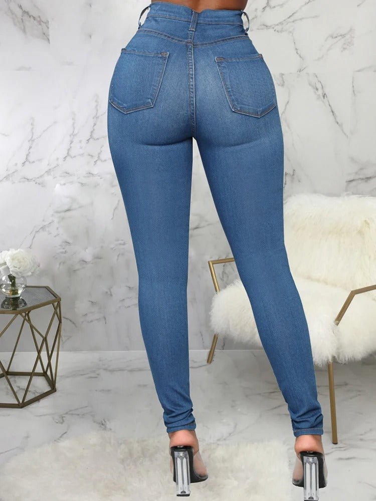 Hohe Taille Dünne Jeans Damen, Bequeme Passform, Vielseitig, Größen XS-XL-3