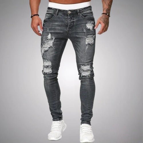 Schlanke Herren Jeans Mit Rissen Aus Hochwertiger Baumwollmischung Für Lässige Alltagsmode-6