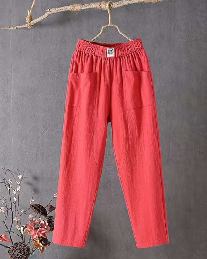 Locker Sitzende Leinenhosen Damen, Atmungsaktive Flachshosen Für Jeden Anlass, Bequem Und Stilvoll-6