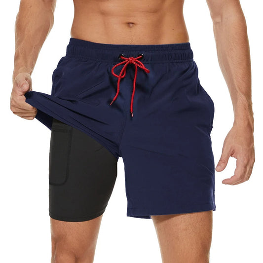Sportliche Herren Badehosen mit Schnell Trocknendem Stoff und Reißverschluss, Größen M-3XL-1