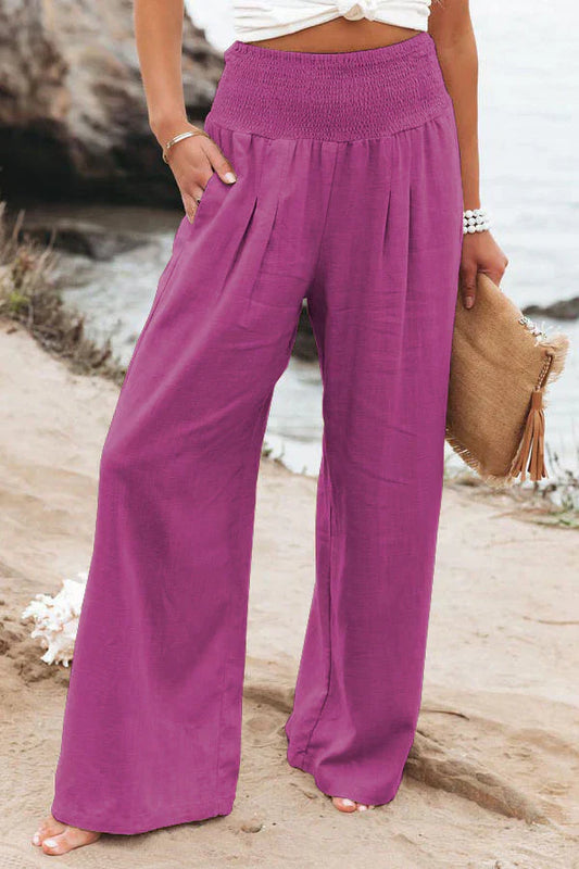 Hohe Palazzo Hose Damen, Leichte Weitbeinhose, Elegante und Vielseitige Mode-1