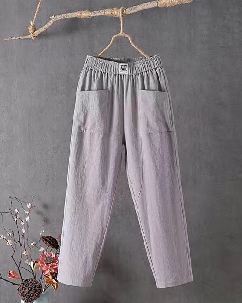 Variant image for Locker Sitzende Leinenhosen Damen, Atmungsaktive Flachshosen Für Jeden Anlass, Bequem Und Stilvoll-25