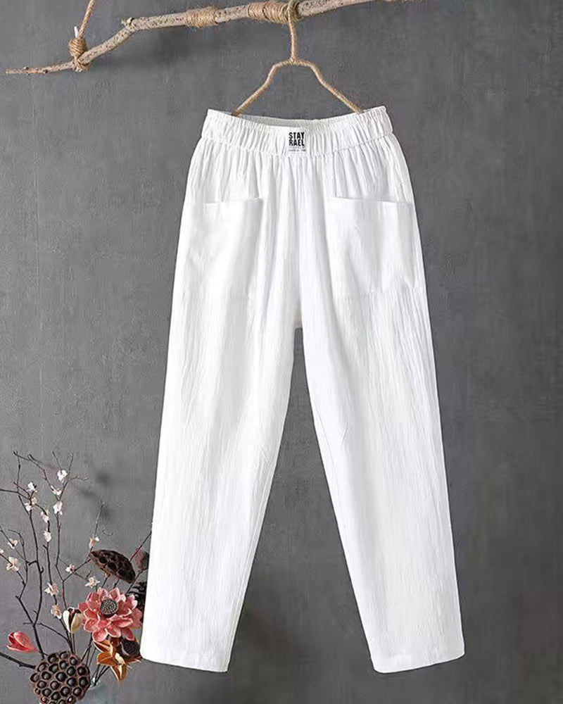 Locker Sitzende Leinenhosen Damen, Atmungsaktive Flachshosen Für Jeden Anlass, Bequem Und Stilvoll-2