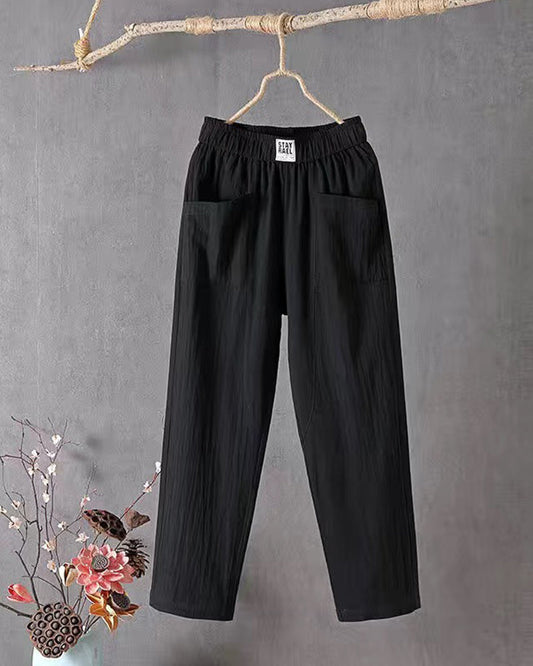 Locker Sitzende Leinenhosen Damen, Atmungsaktive Flachshosen Für Jeden Anlass, Bequem Und Stilvoll-1