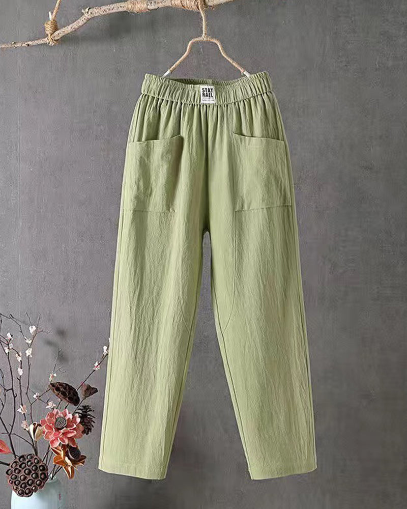 Variant image for Locker Sitzende Leinenhosen Damen, Atmungsaktive Flachshosen Für Jeden Anlass, Bequem Und Stilvoll-9