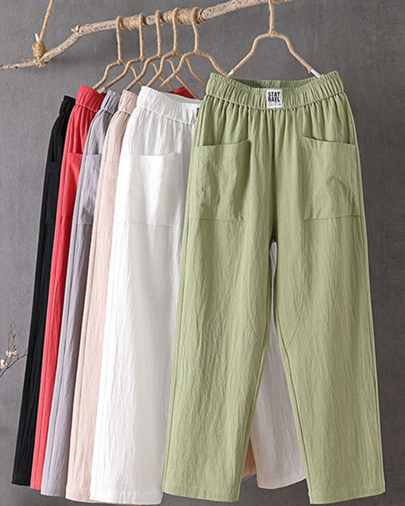 Locker Sitzende Leinenhosen Damen, Atmungsaktive Flachshosen Für Jeden Anlass, Bequem Und Stilvoll-3