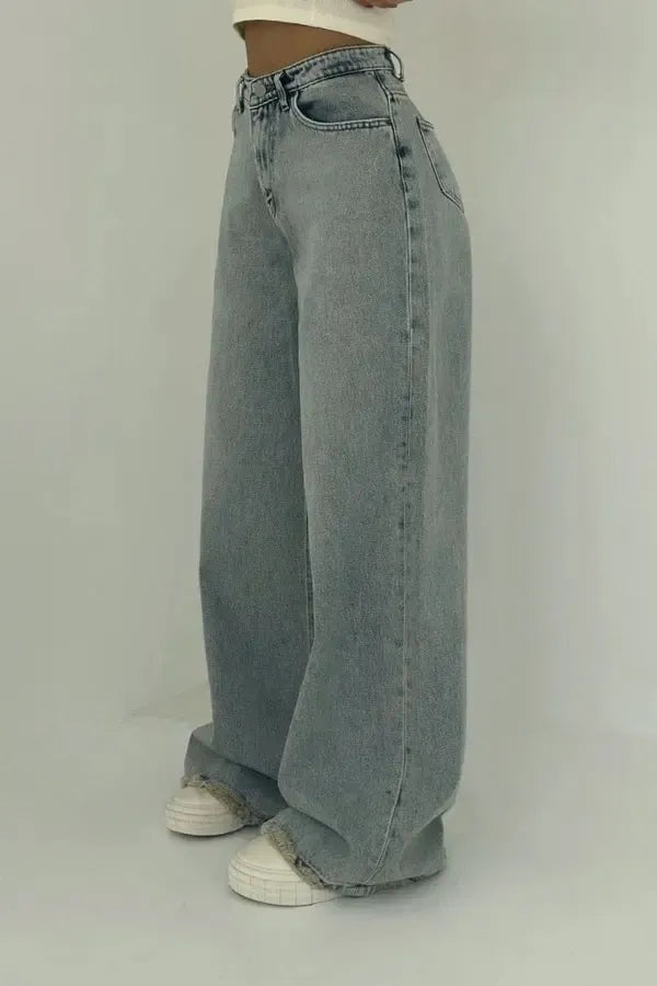 Vintage Weitbein-Jeans Damen Hochtailliert für Bequemen Tragekomfort-4