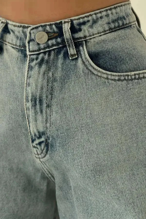Vintage Weitbein-Jeans Damen Hochtailliert für Bequemen Tragekomfort-6