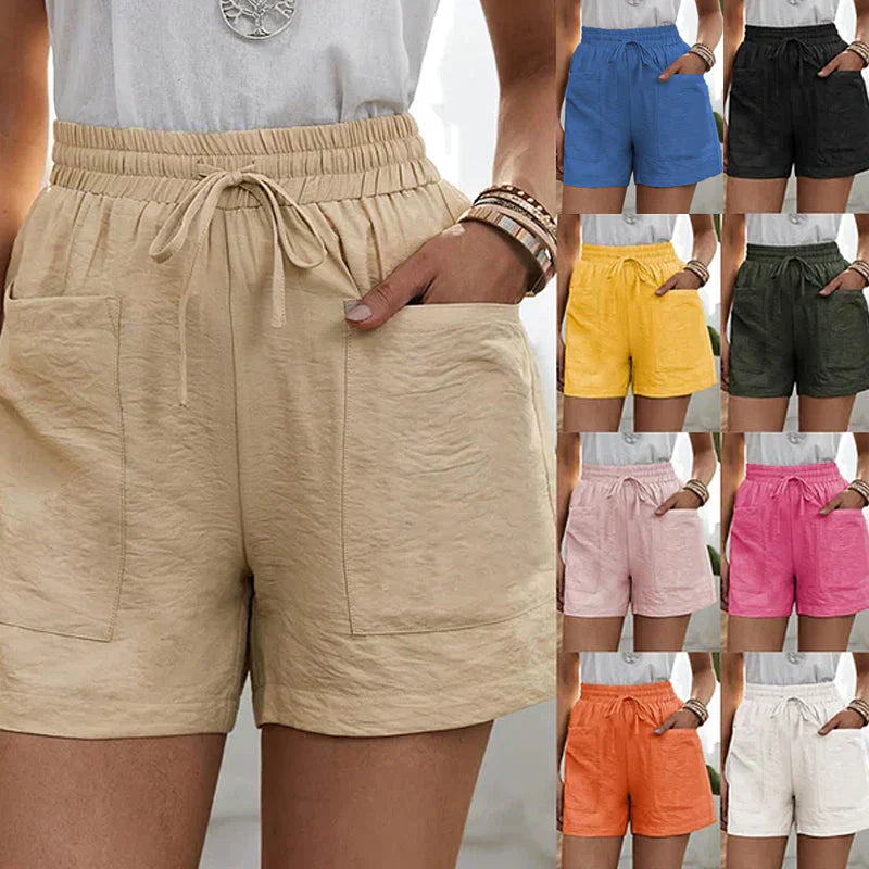 Lässige Shorts Herren Mit Taschen, Atmungsaktive Kurze Hosen Für Den Alltag, Leinenmischung-3