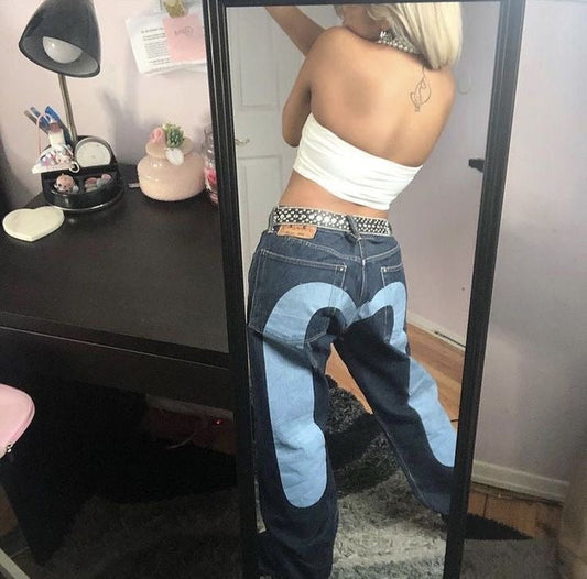 Vintage Weitbein-Jeans Damen, Mittlere Taille, Retro-Stil, Bequeme Jeans für den Alltag-1
