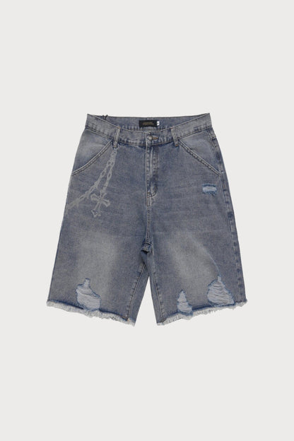 Baggy Herren Denim Shorts, Übergroß – Bequeme Kurze Hosen für Männer im Vintage-Stil-3