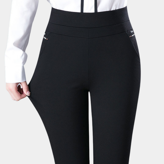 Hohe Taille Stretchhosen Damen, Komfortable Stoffhose für Büro und Freizeit, Größen M-4XL-1