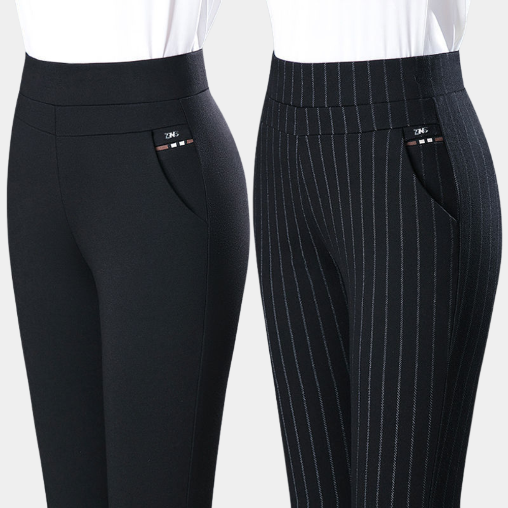 Hohe Taille Stretchhosen Damen, Komfortable Stoffhose für Büro und Freizeit, Größen M-4XL-3