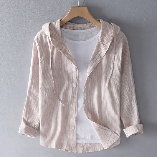 Herren Strickjacke Mit Kapuze Aus Baumwoll-Hanf-Mischung Für Lässige Anlässe 1