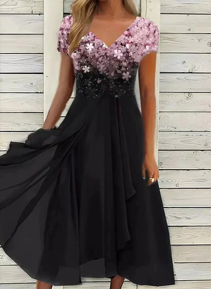 Variant image for Elegantes Chiffon-Partykleid für Damen, Knielang, Festliche Kleider für Hochzeitsgast und Besondere Anlässe-9