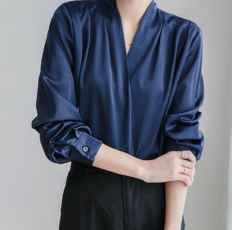 Damen-Puffarmbluse mit V-Ausschnitt für elegante Anlässe – Festliche Blusen Damen, Elegante Blusen für festliche Anlässe, Damenbluse-4