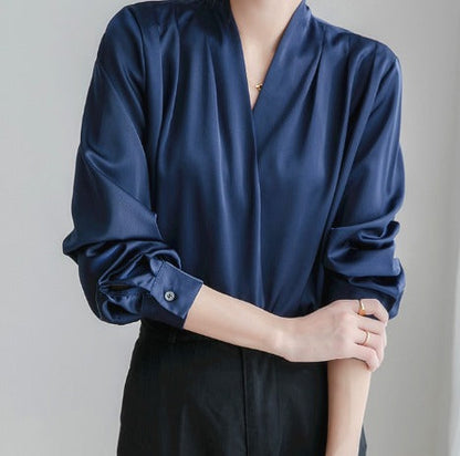 Damen-Puffarmbluse mit V-Ausschnitt für elegante Anlässe – Festliche Blusen Damen, Elegante Blusen für festliche Anlässe, Damenbluse-4