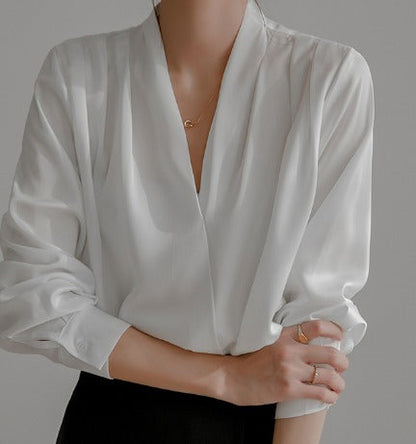 Damen-Puffarmbluse mit V-Ausschnitt für elegante Anlässe – Festliche Blusen Damen, Elegante Blusen für festliche Anlässe, Damenbluse-5