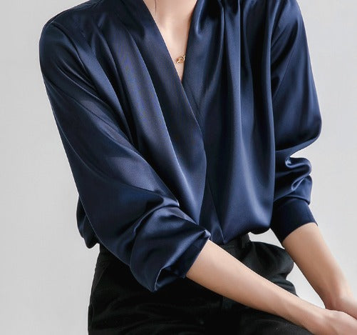 Damen-Puffarmbluse mit V-Ausschnitt für elegante Anlässe – Festliche Blusen Damen, Elegante Blusen für festliche Anlässe, Damenbluse-1