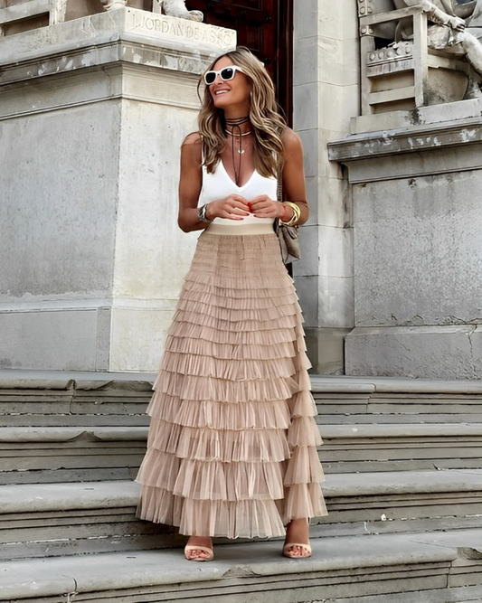 Eleganter Plisseerock Midi Aus Leichtem Polyester Für Formelle Anlässe 1