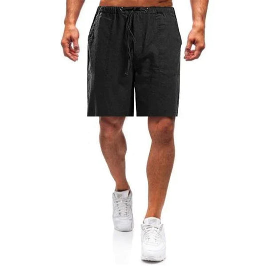 Herren-Leinenshorts Mit Elastischem Bund Und Taschen – Bequeme Kurze Hosen Für Komfort Und Stil-1