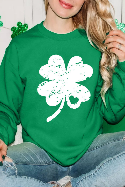 Dunkelgrün Sweatshirt Baumwollmischung, St. Patricks Grafik Clover