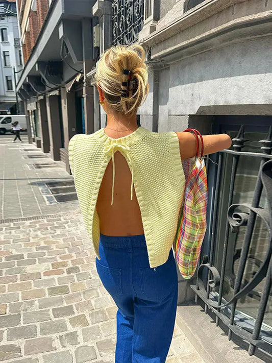 Boxy Strick Damen Top - Bequemes Oberteil Für Sommerveranstaltungen, Stilvolles Tops Damen-1