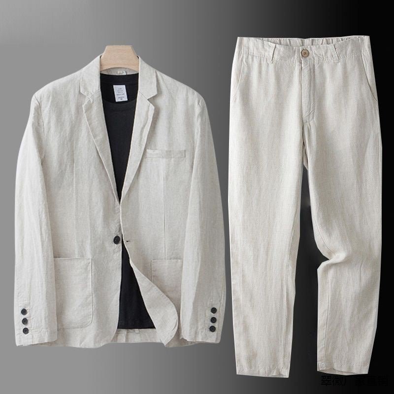 Variant image for Herrenanzug Leinen Slim Fit 100% Atmungsaktiv | Eleganter Zweiteiler für Jeden Anlass-11