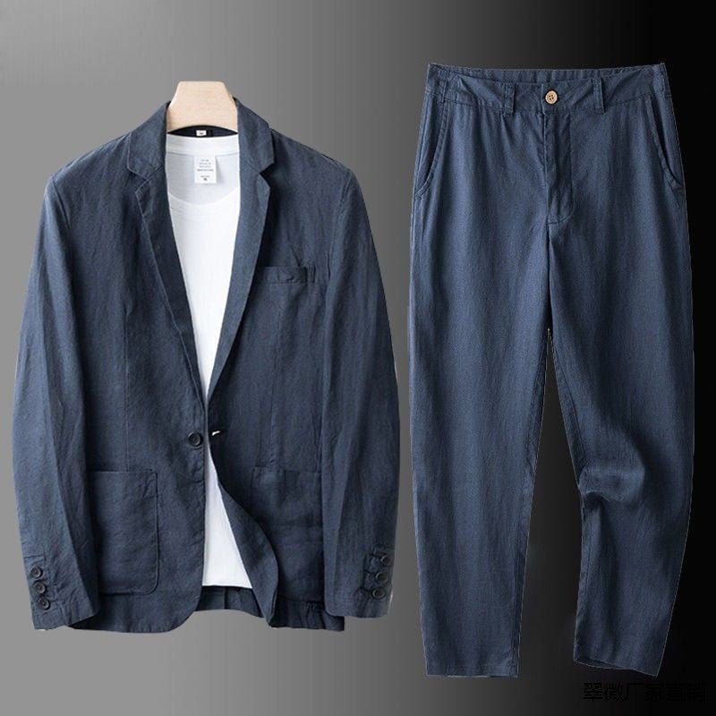 Herrenanzug Leinen Slim Fit 100% Atmungsaktiv | Eleganter Zweiteiler für Jeden Anlass-1