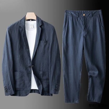 Herrenanzug Leinen Slim Fit 100% Atmungsaktiv | Eleganter Zweiteiler für Jeden Anlass-1