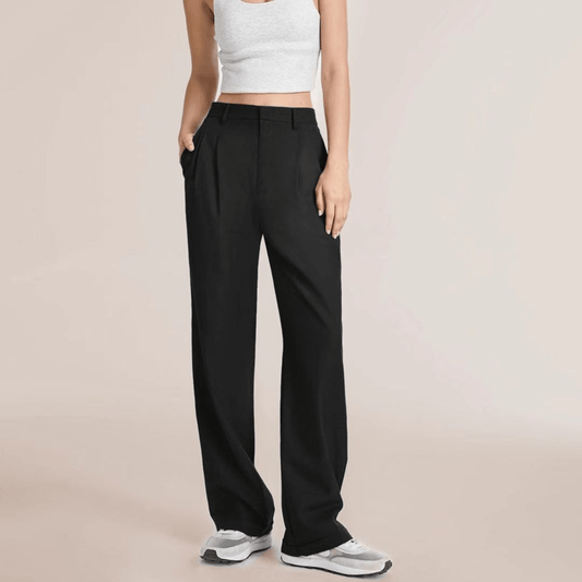 Hoch Taillierte Weitbeinhosen Für Frauen Aus Polyester, Schmeichelhafte Passform, Vielseitig Für Geschäftliche Und Formelle Anlässe-1