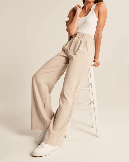 Variant image for Hoch Taillierte Weitbeinhosen Für Frauen Aus Polyester, Schmeichelhafte Passform, Vielseitig Für Geschäftliche Und Formelle Anlässe-15