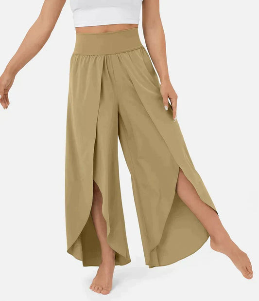 Hoch Taillierte Palazzo Hose Damen - Komfortable Weitbeinhosen Für Elegante Sommerlooks-1